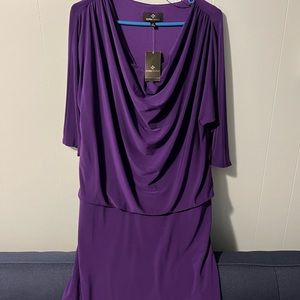 Purple Ronni Nicole dress with batwing, size 16. Never worn. Brand new